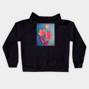 Autumn Leaves on Blue Vintage Table 2 Kids Hoodie